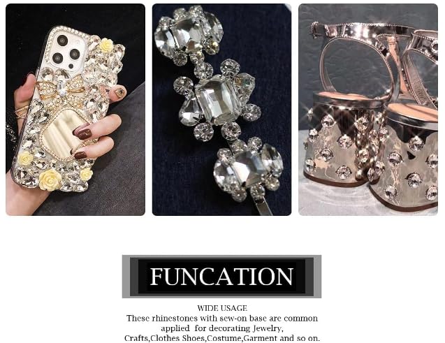 SOLASTA 150PCS Sew-On Glass Rhinestones with Stainless Steel Prong Setting, Mixed Shapes, Includes 1 Set Multiple Size Needles & 1 Roll Matching Thread for Jewelry, Clothes, Shoes" (Saphire)