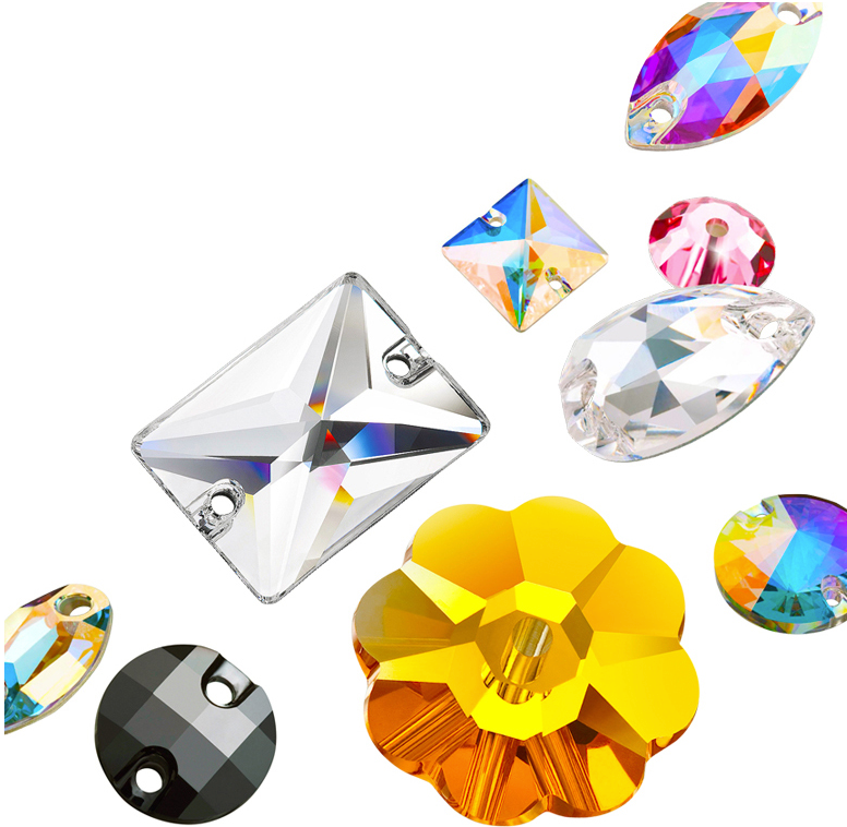 Sew-On With Holes Flataback Rhinestones