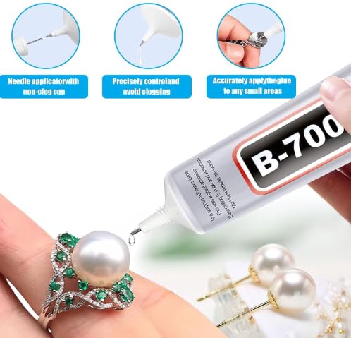 B-7000 Super Glue 2PCS Industrial Strength Adhesive, Bedazzling Glue for Rhinestones, Jewelry, Fabric, Phone Repair, Crafts, Clear Multipurpose B7000 Glue (2x15ml)