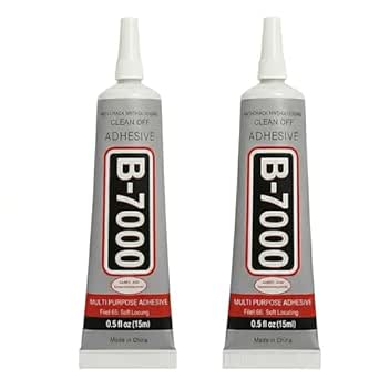 B-7000 Super Glue 2PCS Industrial Strength Adhesive, Bedazzling Glue for Rhinestones, Jewelry, Fabric, Phone Repair, Crafts, Clear Multipurpose B7000 Glue (2x15ml)
