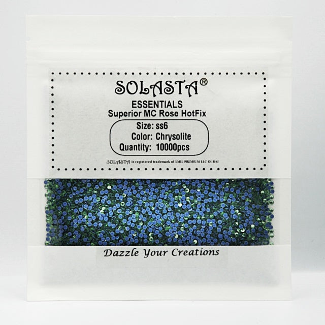 SOLASTA Essential Chrysolite Color Hotfix Rhinestones for Clothing and Fabric Embellishments