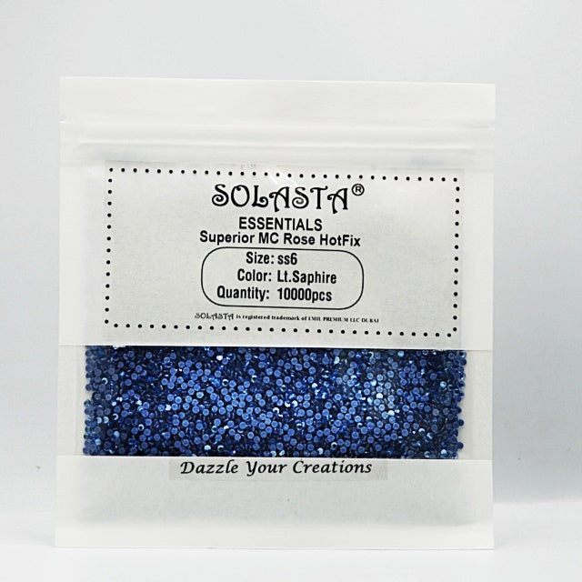 SOLASTA Essential Light Saphire Color Hotfix Rhinestones for Clothing and Fabric Embellishments