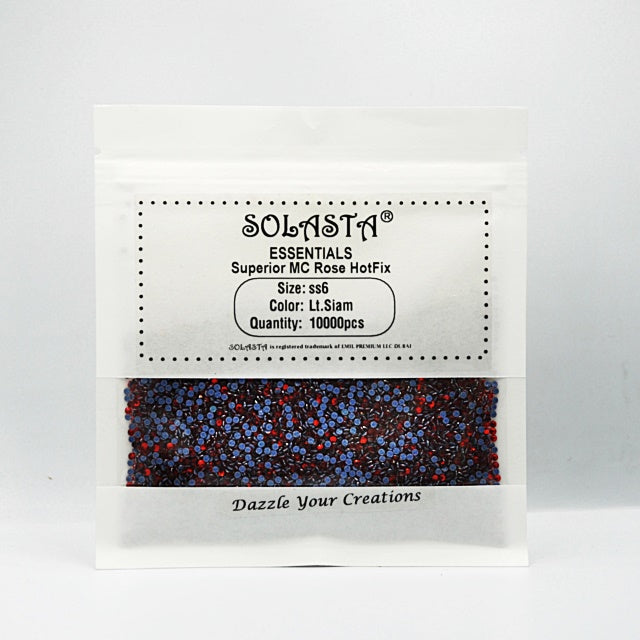 SOLASTA Essential Light Siam Color Hotfix Rhinestones for Clothing and Fabric Embellishments