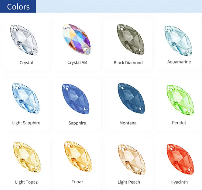 Navette Sew-On Flatback Stones