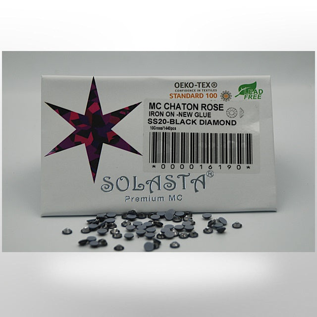 SOLASTA Premium Black Diamond Color Hotfix Rhinestones for DIY Crafts, Fashion Embellishments, and Garment Decoration