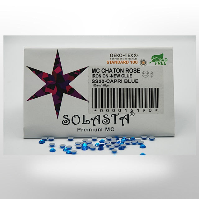 SOLASTA Premium Capri Blue Color Hotfix Rhinestones for DIY Crafts, Fashion Embellishments, and Garment Decoration