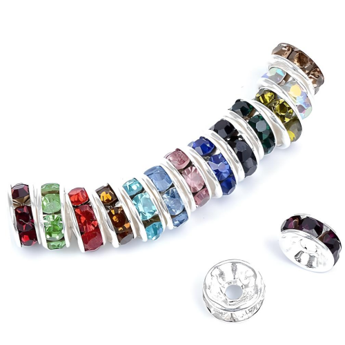 SOLASTA 216 Pcs 8mm SPACER BEADS FOR JEWELRY MAKING, CRYSTAL BEAD SPACER FOR JEWELRY MAKING NECKLACES, BRACELET PENDANTS, 12 COLORS.