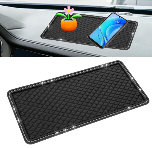 SOLASTA CAR DASHBOARD NON SLIP MATS, ANTI-SLIP CAR PADS, INSTRUMENT PANEL STORAGE PADS, CAR HEAT-RESISTANT MAGIC MATS, NON-SLIP DASHBOARD GEL LATEX PADS FOR CELL PHONES, SUNGLASSES, KEYS, COINS.