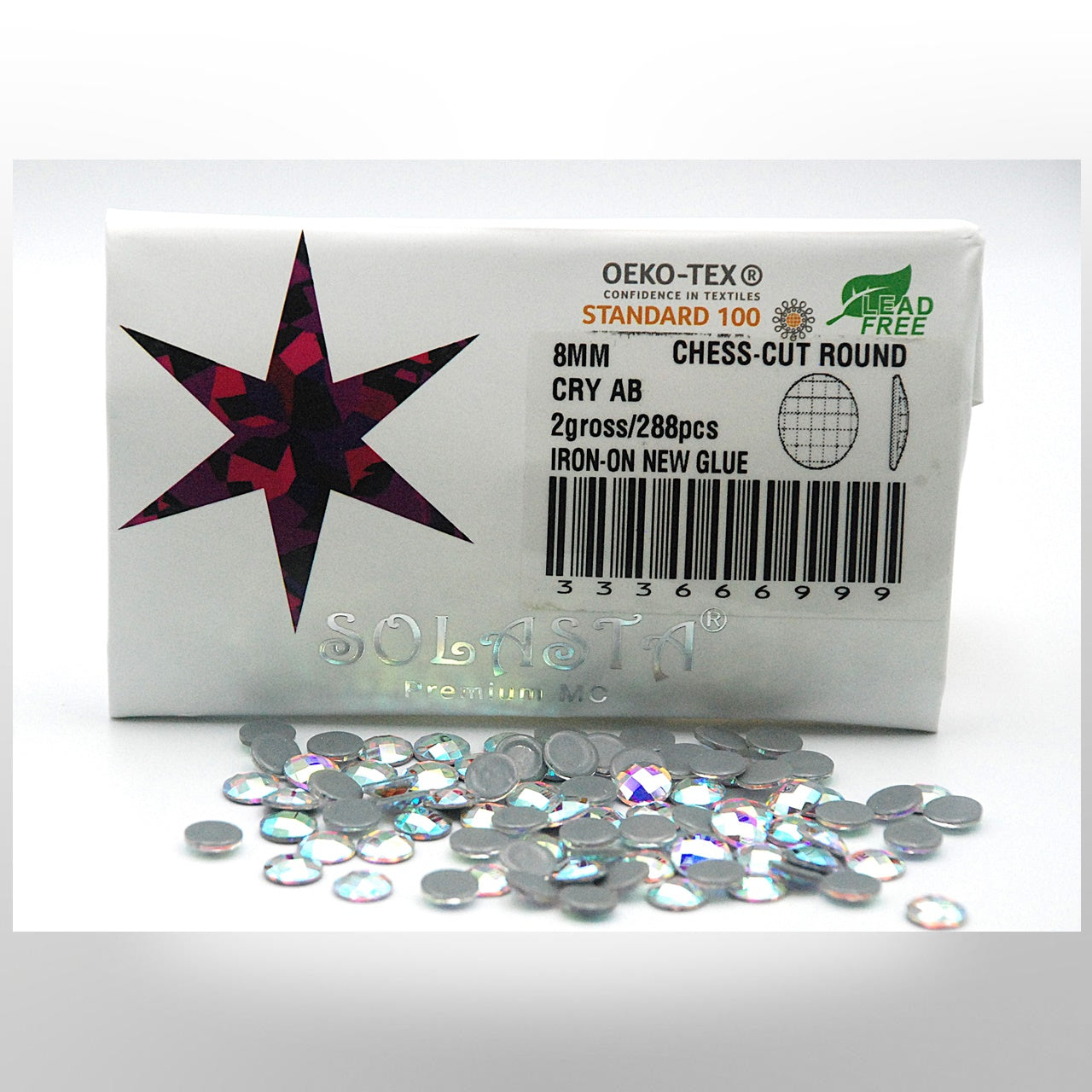 SOLASTA Premium Chess Cut Round Drop Hotfix rhinestones, round-shaped with a chess cut pattern for brilliant shine, ideal for UAE fashion, garments, and accessories. Easily applied with hotfix adhesive using a heat press or applicator wand.