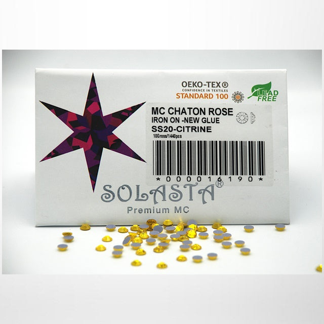 SOLASTA Premium Citrine Color Hotfix Rhinestones for DIY Crafts, Fashion Embellishments, and Garment Decoration