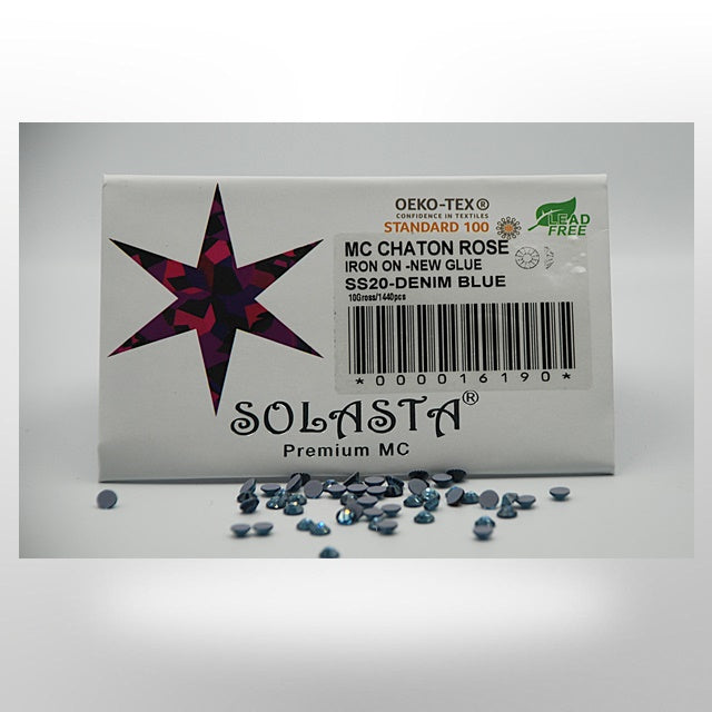 SOLASTA Premium Denim Blue Color Hotfix Rhinestones for DIY Crafts, Fashion Embellishments, and Garment Decoration