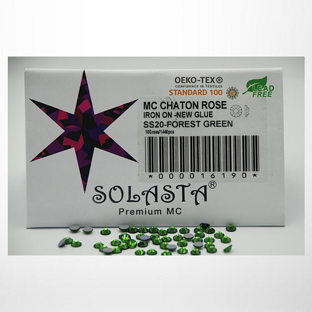 SOLASTA Premium Forest Green Color Hotfix Rhinestones for DIY Crafts, Fashion Embellishments, and Garment Decoration