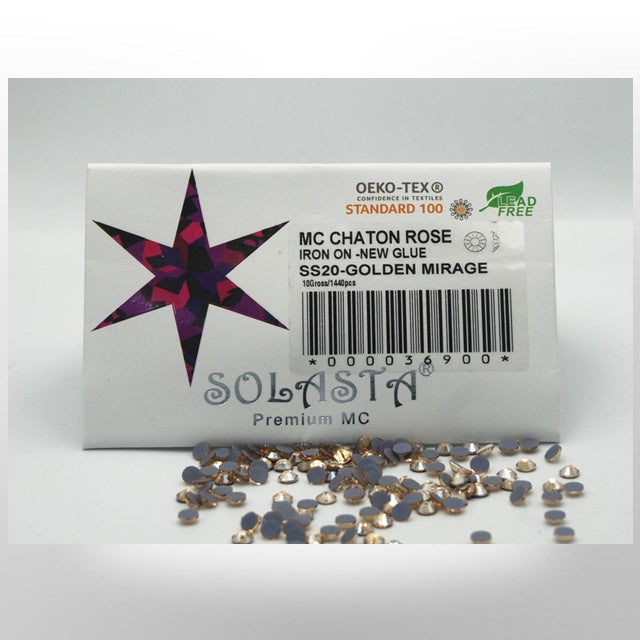 SOLASTA Premium Golden Mirage Color Hotfix Rhinestones for DIY Crafts, Fashion Embellishments, and Garment Decoration