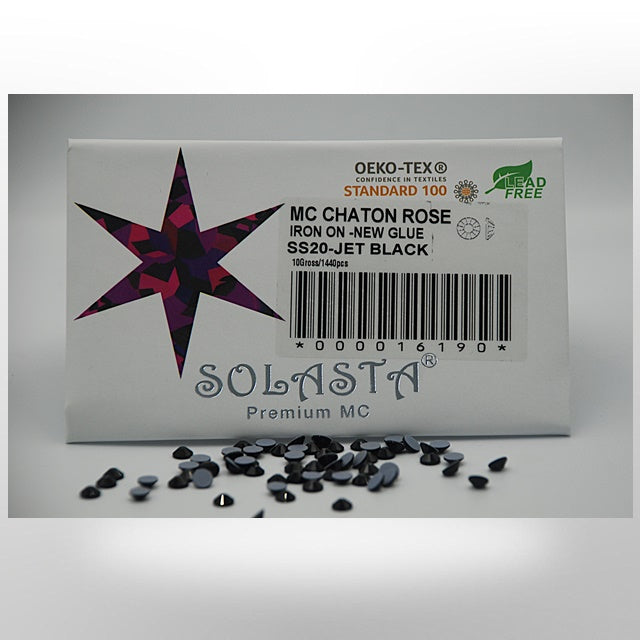 SOLASTA Premium Jet Black Color Hotfix Rhinestones for DIY Crafts, Fashion Embellishments, and Garment Decoration