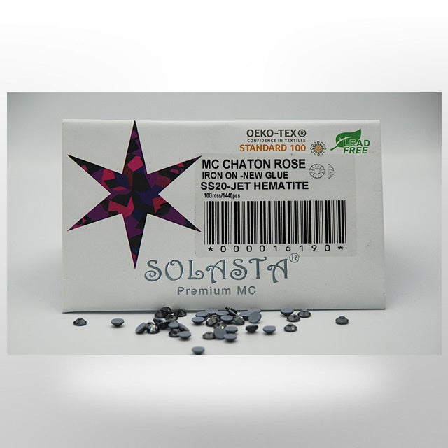 SOLASTA Premium Jet Hematite Color Hotfix Rhinestones for DIY Crafts, Fashion Embellishments, and Garment Decoration