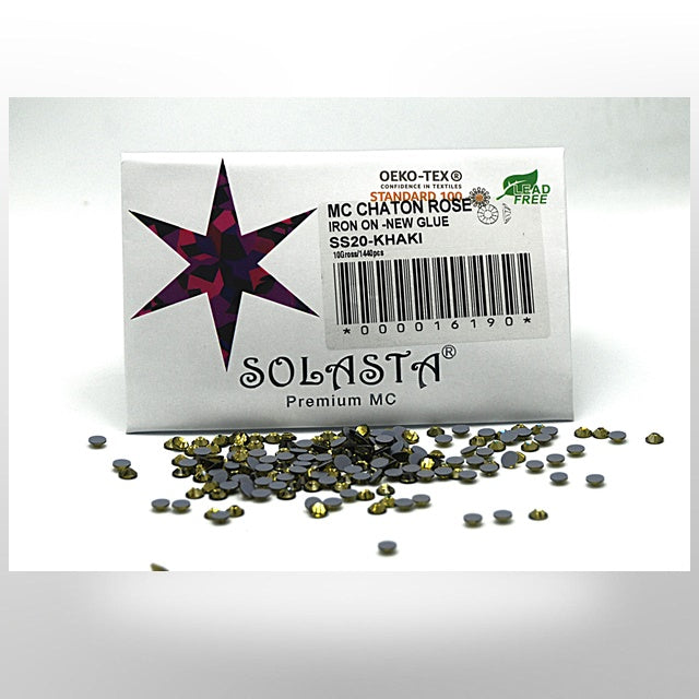 SOLASTA Premium Khaki Color Hotfix Rhinestones for DIY Crafts, Fashion Embellishments, and Garment Decoration