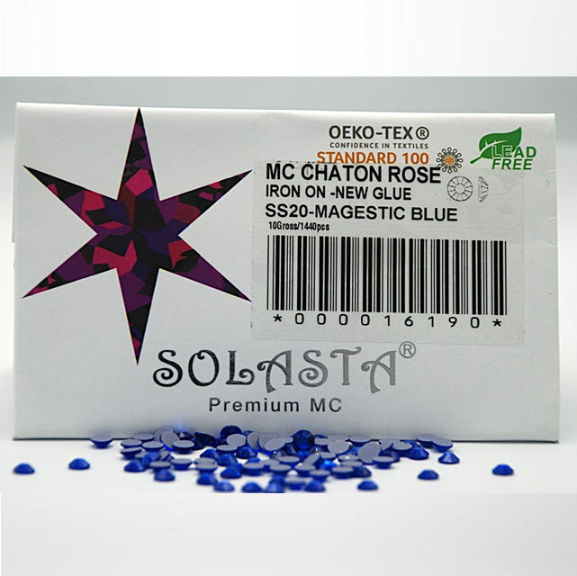 SOLASTA Premium Majestic Blue Color Hotfix Rhinestones for DIY Crafts, Fashion Embellishments, and Garment Decoration