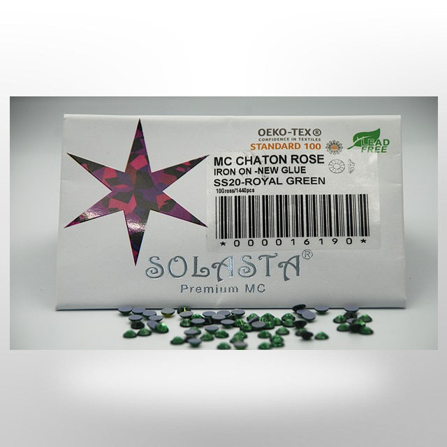 SOLASTA Premium Royal Green Color Hotfix Rhinestones for DIY Crafts, Fashion Embellishments, and Garment Decoration